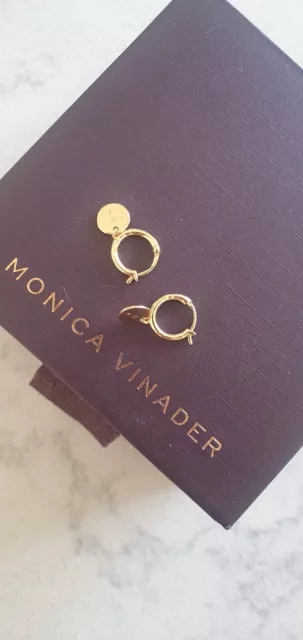 *NEW* Monica Vinader Gold Plated Vermeil Siren Muse Mini Drop Huggie Earrings