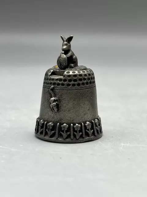 Vintage Collectors Thimble Pewter Miniature Bunny Rabbit Mouse