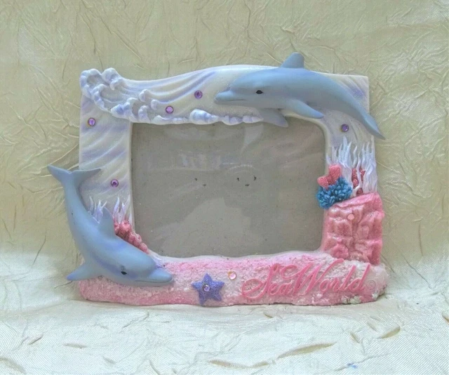 Sea World Small Ceramic Dolphin Photo Frame Holds 3.5 x 2.5 Picture New