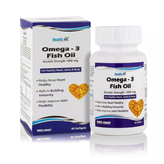 Healthvit Omega 3 Pesce Olio Double Strength 1000mg (60 Capsule Morbide Pillole)