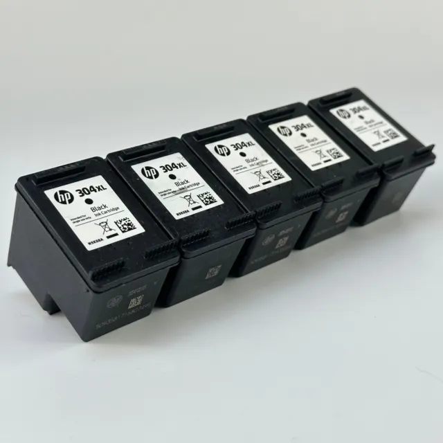 5 Empty Genuine HP 304XL Black Ink Cartridges, They Have Never  Been Refilled