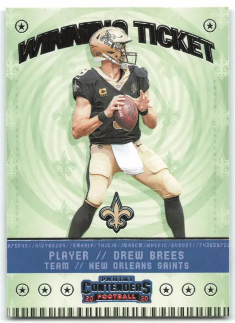 2020 Panini Contenders #WT6 Drew Brees Winning Ticket  New Orleans Saints 1BG
