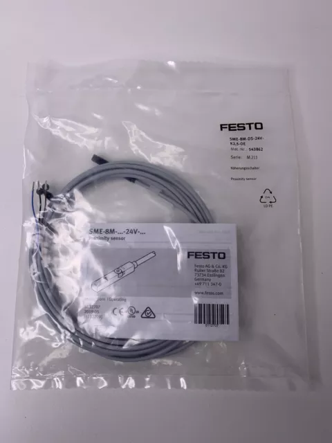 FESTO Proximity Sensor SME-8M-DS-24V-K2,5-OE- New And Sealed