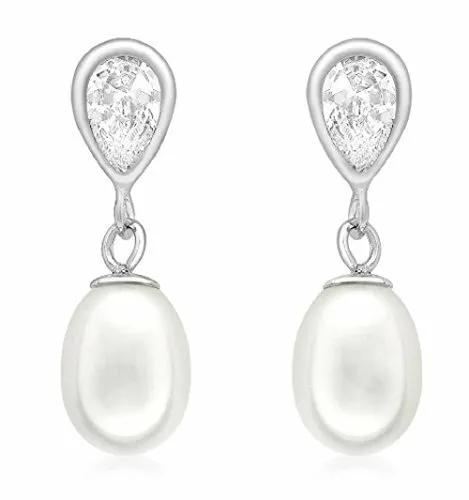 Carissima Gold Women's 9 ct White Gold 6 x 18 mm Teardrop Earrings