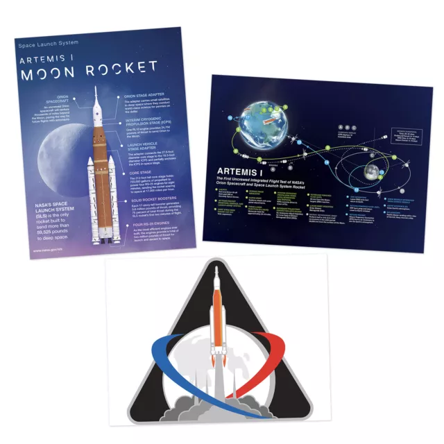 NASA Artemis 1 Moon Mission Launch System Flight Test Emblem Poster Pack of 3