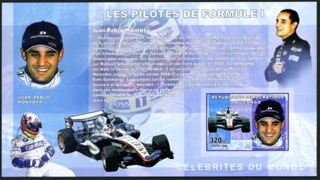 Congo 2006 MNH Imperf MS, Juan Pablo Montoya, Colombian Formula 1 Car, Sports