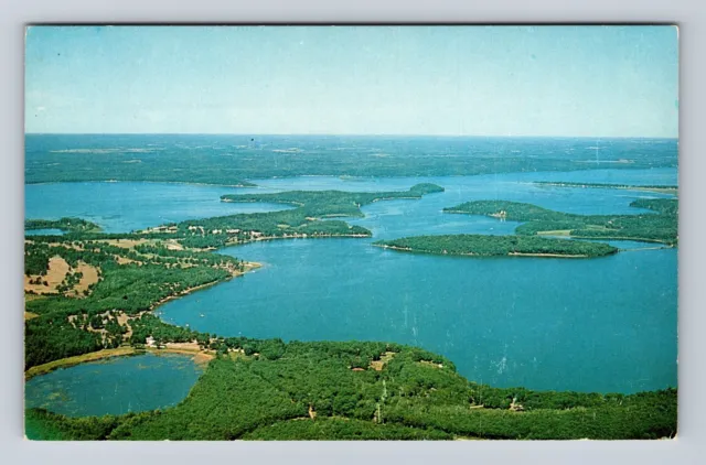Brainerd MN-Minnesota, Aerial View of Gull Lake, Pine Beach, Vintage Postcard