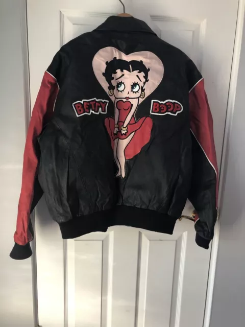 Betty Boop 1994 Black/Red Genuine Leather Motorcycle Jacket Montana Toons- Large 2
