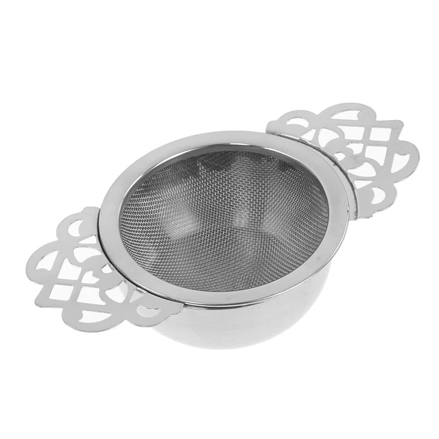 Tamiz de té de acero inoxidable con bandeja de goteo doble tubo malla infusor alambre ZR