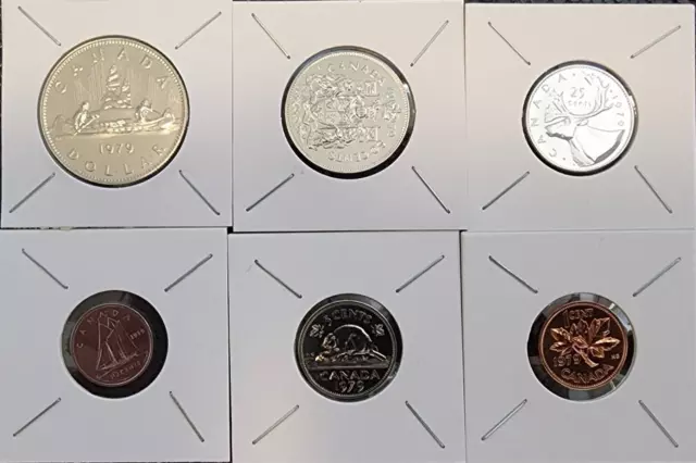 1979  Canada  1, 5, 10, 25, 50 Cents, $1 Dollar 6 Coin Set  - UNC - # 28130