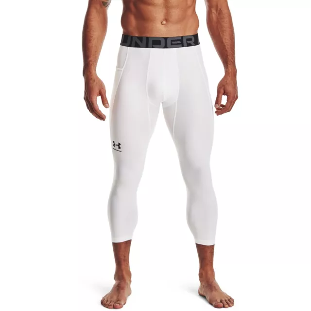 Under Armour Men's Armour HeatGear 3/4 Leggings , White /Black , Size L