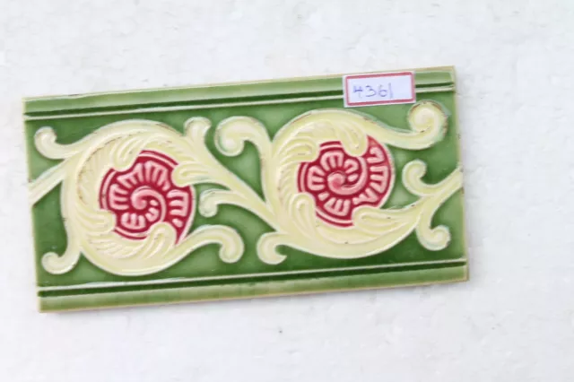 Japan antique art nouveau vintage majolica border tile c1900 Decorative NH4361