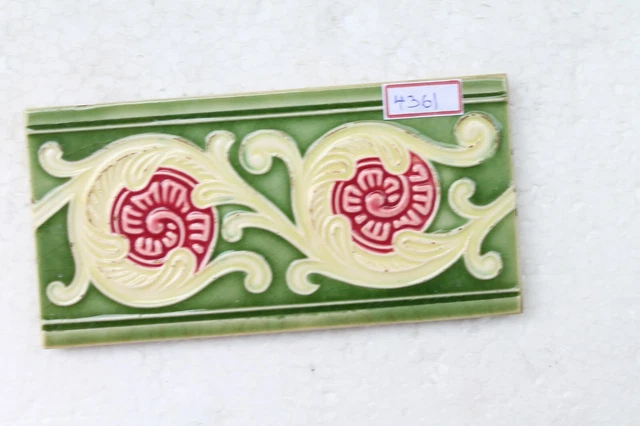 Japan antique art nouveau vintage majolica border tile c1900 Decorative NH4361