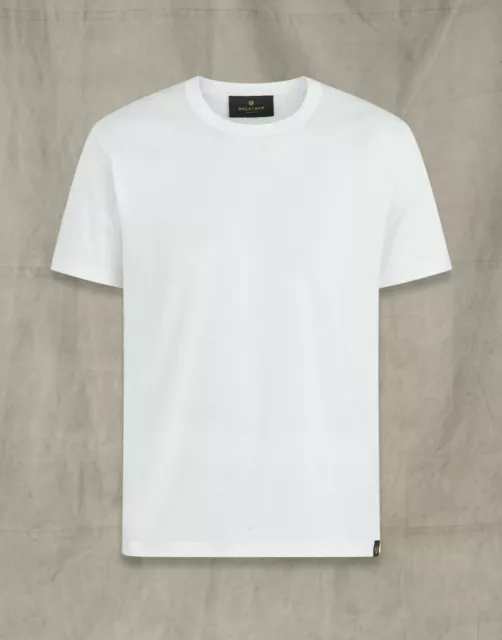 Belstaff Mens Designer Sydenham Logo T-Shirt Casual Tee Crew Neck Jersey White