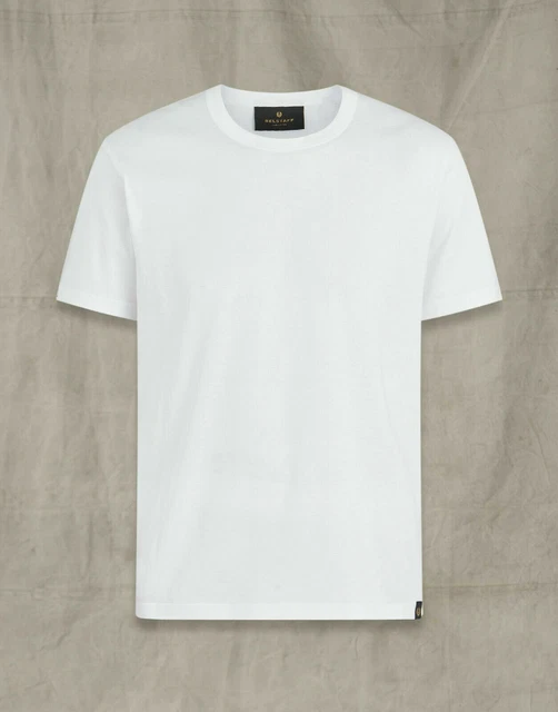Belstaff Mens Designer Sydenham Logo T-Shirt Casual Tee Crew Neck Jersey White