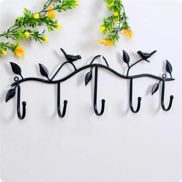 Iron Bird Hook-5 Hook Wrought  Retro Wall Dress Robe Hook Cap Hanger  Home Decor