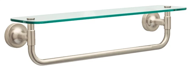 GLASS SHELF with Towel Bar Bathroom Satin Nickel 18" BETTER HOMES & GARDENS