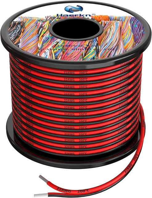 22 Awg Silicone Electrical Wire 2 Conductor Parallel Wire Line 200Ft [Black 100F