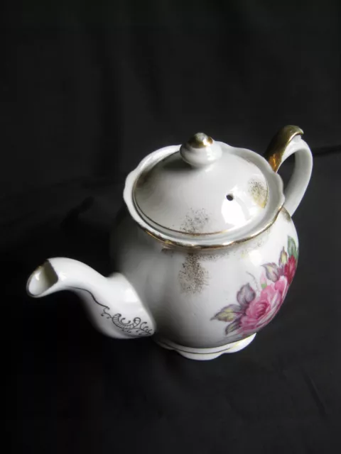 NAPCO - Fine Bone China, Hand Painted Moss Rose Floral Teapot - SOPHISTICATED 3