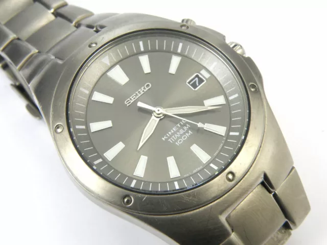 MENS VINTAGE SEIKO Kinetic Titanium Watch 5M62-0BS0 - 100m £ -  PicClick UK
