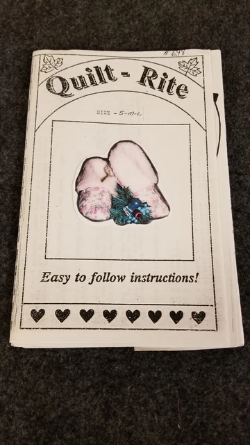 COZY LINED SLIPPERS QUILT-RITE S-M-L Craft Pattern Easy The Sewing Basket UNCUT