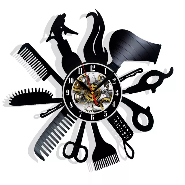 Beauty Salon Hairdresser Barbershop Vinyl Wall Clock Gift Birthday Holiday Decor