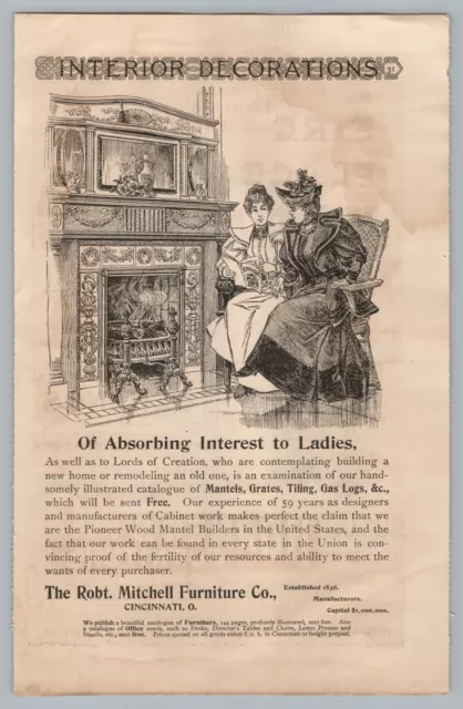 1890s-1910s Print Ad Robt Mitchell Furniture Cincinnati Ohio, Home Decorations