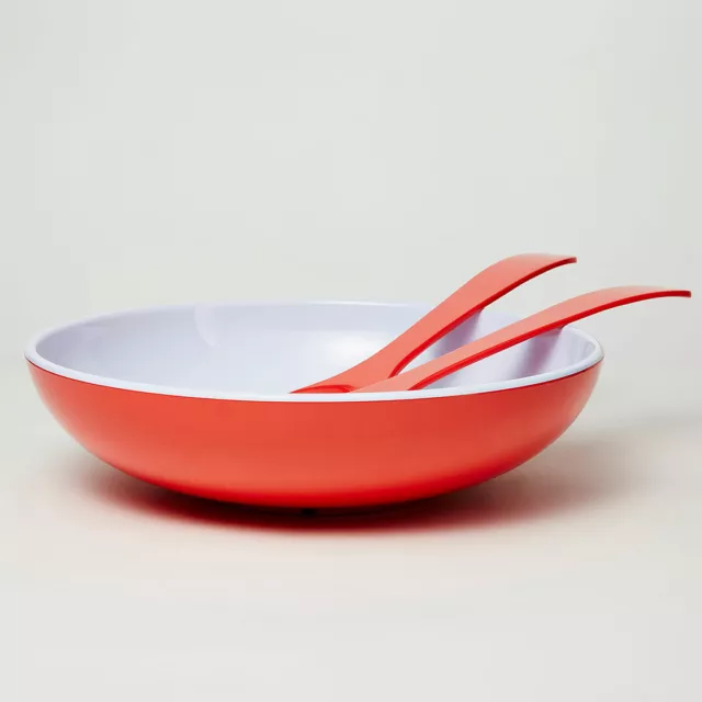 Barel Melamine Deluxe Red Salad Bowl & FREE Matching Servers!