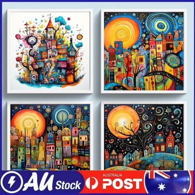 5D DIY Full Round Drill Diamond Painting Colorful House Abstract Series Decor