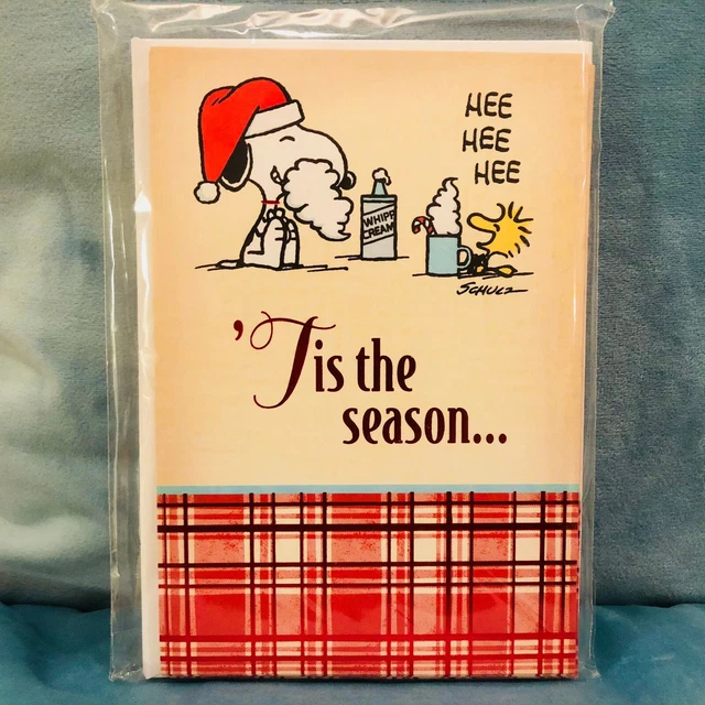 HALLMARK PEANUTS CHRISTMAS Cards Pack, Snoopy Woodstock 6 Cards LIMITED