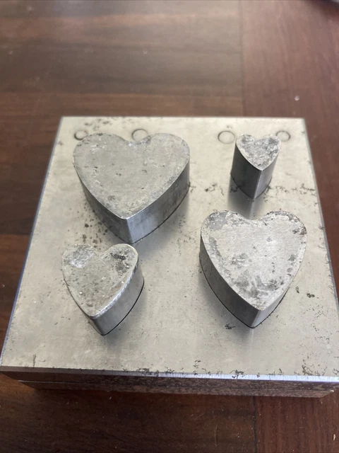 4 CORTADORES DE DISCOS DE ACERO DE DISEÑO CORAZÓN Joyería DAPPING PUNCH METAL Plata Aluminio