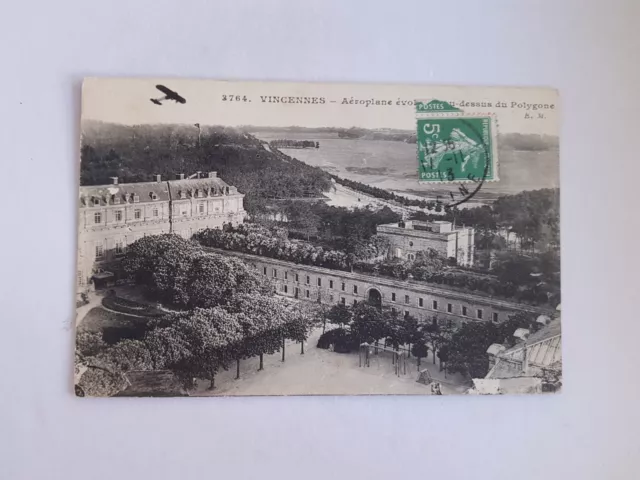 CPA Vincennes 94, aéroplane évoluant au dessus du polygone, 1913
