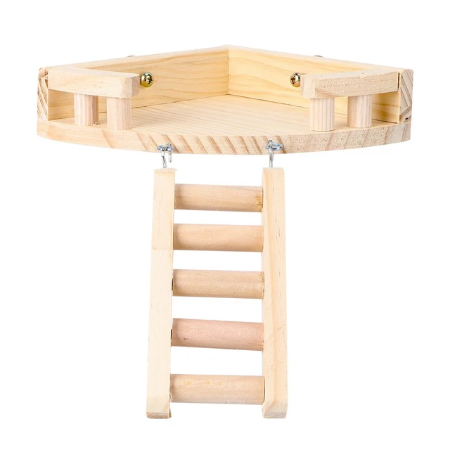 HAMSTER SOLID WOOD Platform Pet Climbing Ladder Activity Structure Toy ...