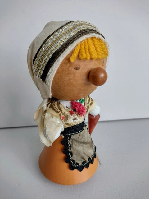 Charming Vintage Swedish Rustic Wooden Folk Doll or Peg Doll