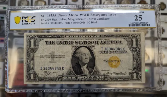 1934-A $1 North Africa Emergency Issue Silver Certificate. PCGS 25. Nice Note!