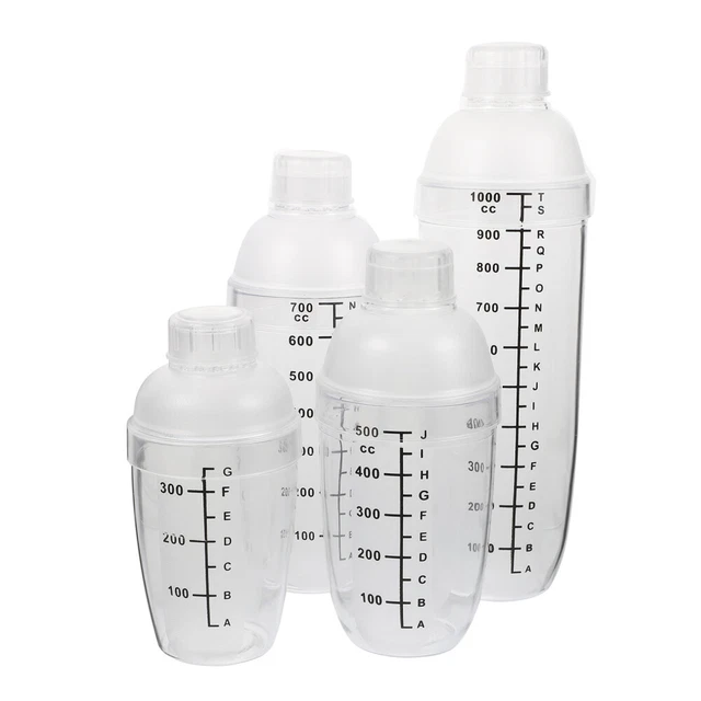 4 piezas Plástico Cocktail Shaker Drink Shaker Bar Shaker con Escala BARMAN