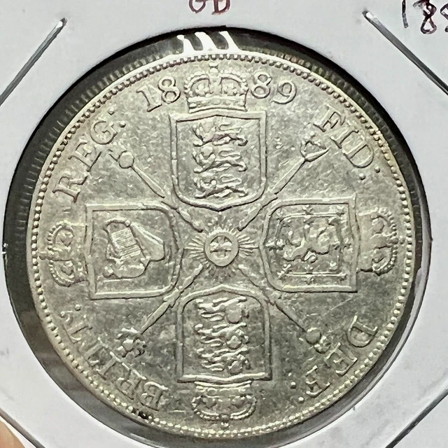 1889 Great Britain Silver Double Florin Crown