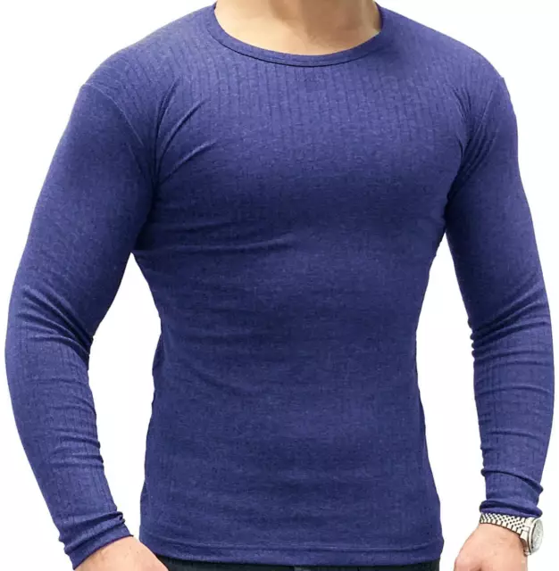 langarm Thermo Shirt Herren Blau Funktionsshirt Unterwäsche Baumwolle Unterhemd