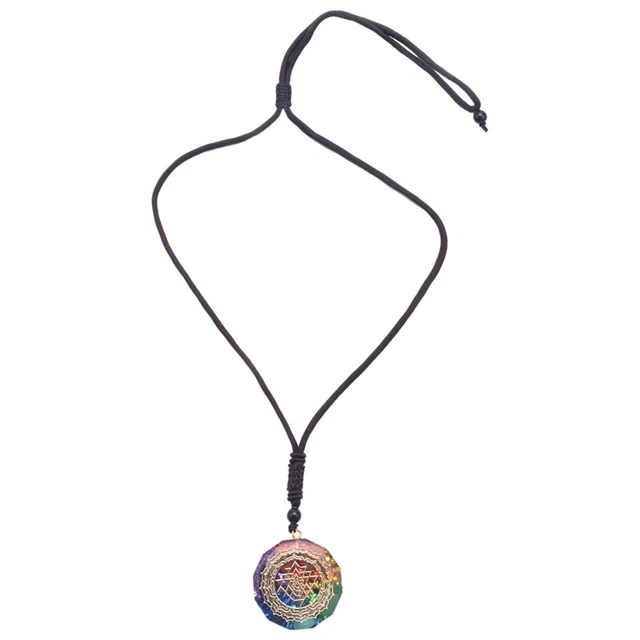 Orgonite Pendant Sri Yantra Necklace, Sacred Geometry Chakra Energy NecklacI4