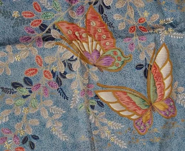 Vintage Japanese Zabuton Throw Pillow cases set of 2 Butterflies & Flowers 22x20