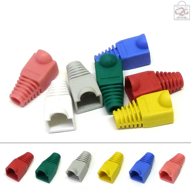 RJ45 CRIMP CONNECTOR Rubber Boots Network Lan Cable Ends Plugs Strain ...