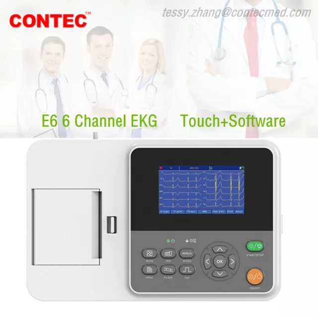 CONTEC E6 Touch Screen ECG Monitor Electrocardiograph 3/6 Channel EKG Machine