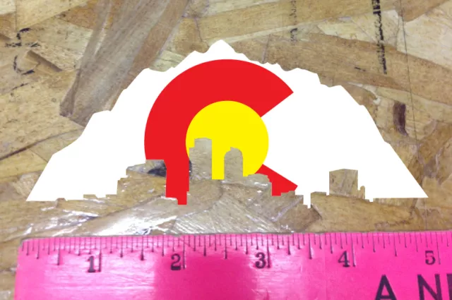 Colorado State Flag Rocky Mountains Denver Skyline Sticker Decal - 5"