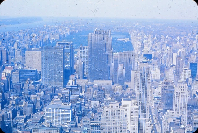 ONYC2 Original Slide - 1960's New York City Downtown Aerial View Central Park 78