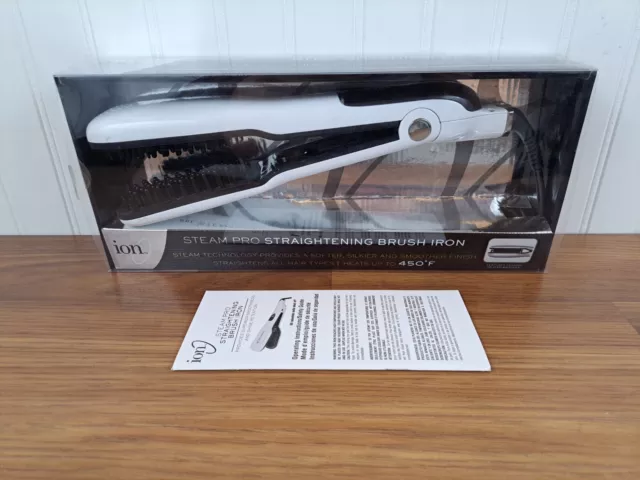 Ion Steam Pro Straightening Hair Steam Brush Iron  301320 450F, Tested Works