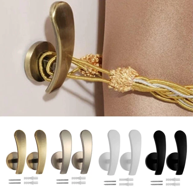 2Pcs Curtain Holdbacks Drapery Tieback Hooks Wall Mounted for