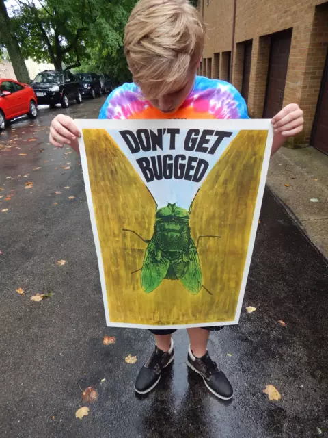 Vintage NOS Don't Get Bugged Nixon Political Water Gate Poster Psychedelic 1970s