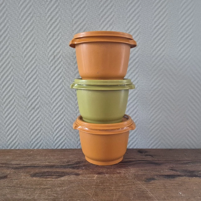 Tupperware Mini Impressions Lot de 3 bols 2 tasses Rouge/vert papaye