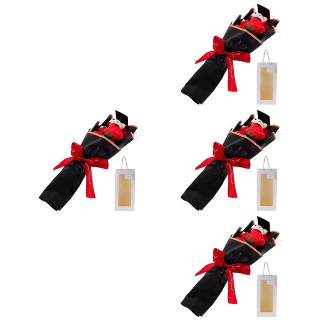 4 pz mazzo di graduazione tessuto mazzo di rose falso peluche grado mazzo per orso