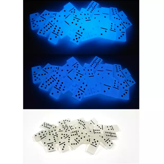 Handmade Resin Art Glow in the Dark Blue with Black Dominoes Domino Set Gift Toy